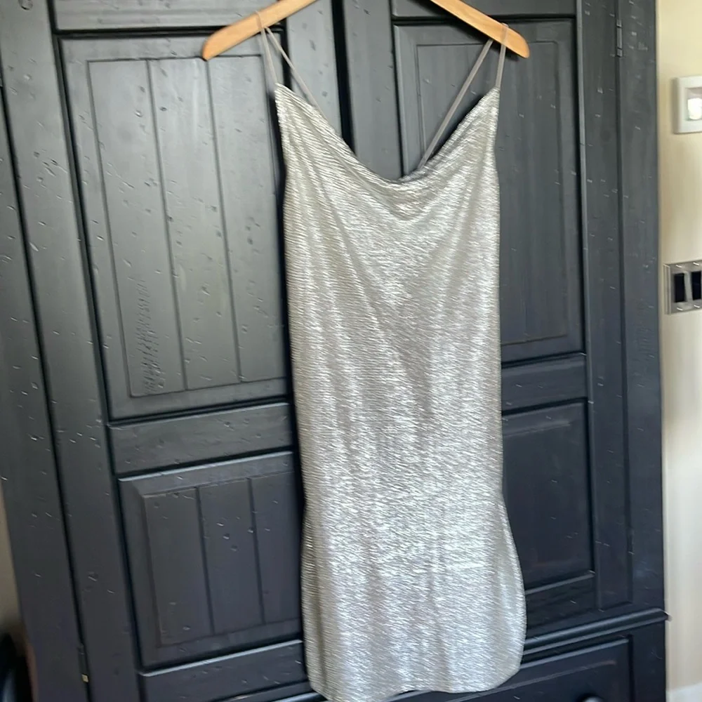 Divided Silver Metallic Cowl Neck Mini Dress - Picture 1 of 5